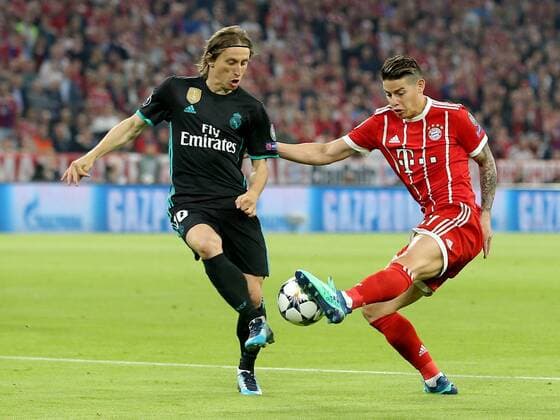 Luka Modric Real Madrid CF 10 James Rodriguez FC Bayern Muenchen 11 FC Bayern Munich vs Real Madrid CF Champions League Semi Finals Soccer 25 04 2018 FC Bayern Munich vs Real Madrid CF Champions League Semi Finals Soccer 25 04 2018 Muenchen Copyright: xLanger Eibner-Pressefotox EP_HLR