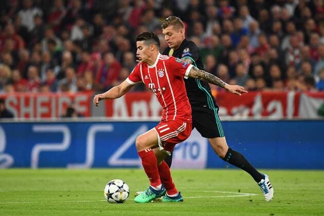 25 04 2018 xjhx Football Champions League Bayern Muenchen Real Madrid emspor v l James Rodriguez FC Bayern Munich Muenchen Toni Kroos Real Madrid Muenchen
