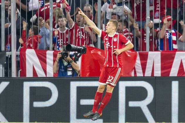 GER UEFA CL Bayern Munich Muenchen GER vs Real Madrid ESP 25 04 2018 Allianz Arena Muenchen GER UEFA CL Bayern Muenchen GER vs Real Madrid ESP Semifinals in the picture Cheers after the goal to 1 0 by Joshua Kimmich FCB 32 nordphotox xStraubmeier nph00004