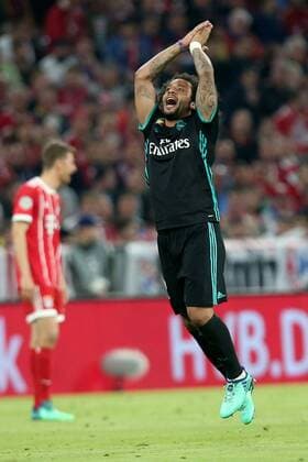 Marcelo Real Madrid CF 12 celebrates after 1 1 Bayern Munich vs Real Madrid CF Champions League semi-finals Football 25 04 2018 Bayern Munich vs Real Madrid CF Champions League Semifinals Soccer 25 04 2018 Muenchen Copyright: xLanger Eibner-Pressefotox EP_HLR