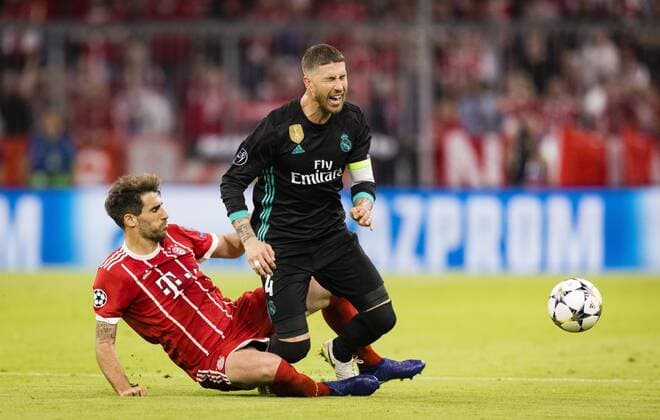 Munich 25 04 2018 Javi Martinez FCB Sergio Ramos Real Bayern Munich Real Madrid