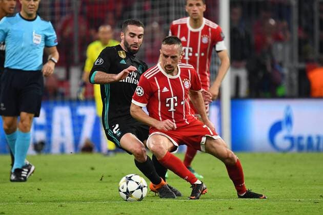 25 04 2018 xjhx Football Champions League Bayern Munich Real Madrid emporer Dani Carvajal Real Madrid Franck Ribery FC Bayern Munich Muenchen