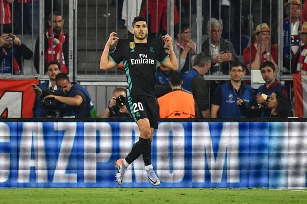 25 04 2018 xjhx Football Champions League Bayern Munich Real Madrid emspor v l Torjubel Goal celebration celebrate the goal to 1 2 by Marco Asensio Real Madrid Munich