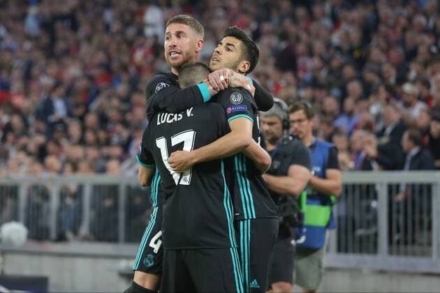 Sergio Ramos Real Madrid CF 4 Lucas Vazquez Real Madrid FC 17 Marco Asensio Real Madrid CF 20 after 1 2 FC Bayern Munich vs Real Madrid CF Champions League Semi Finals Soccer 25 04 2018 FC Bayern Munich vs Real Madrid CF Champions League Semi Finals Soccer 25 04 2018 Munich Copyright: xLanger Eibner-Pressefotox EP_HLR