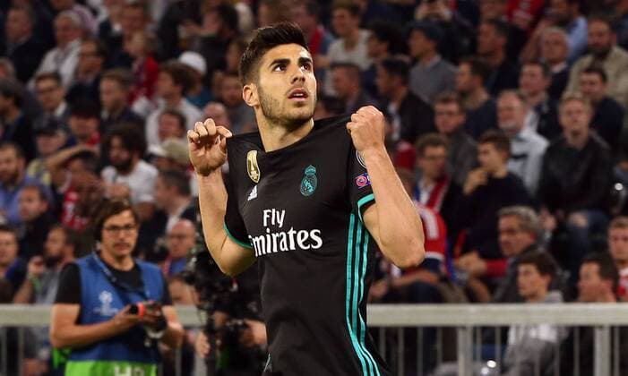 Marco Asensio 2 1 Joy Emotion Cheering Jubilation after 2 1 Sport Football Soccer UEFA CL Championsleague Semi-Finals Mens Season 2017 2018 25 04 2018 FC Bayern Munich FCB vs. Real Madrid