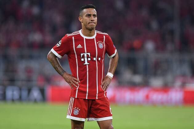 Football Champions League semi-finals Bayern Munich Real Madrid on 25 04 2018 in the Allianz Arena in Munich Thiago Alcantara Munich disappointed xRx