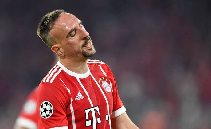 Franck Ribery Bayern disappointed Bayern Munich Real Madrid UEFA Champions League CL Semi Finals 1 2 Final First Half Season 2017 2018 Football Soccer Soccer Men Germany Germany Munich 25 4 2017 Allianz Arena