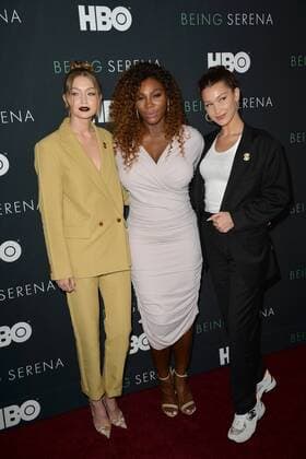 April 25, 2018 - New York, NY, USA - April 25, 2018 New York City..Gigi Hadid, Serena Williams and Bella Hadid attending the premiere of HBO presents Being Serena Her Story, Her Words at Time Warner Center on April 25, 2018 in New York City. Being Serena Her Story, Her Words, 042518  - ZUMAny1_ 20180425_zaf_ny1_267 Copyright: xKristinxCallahanx