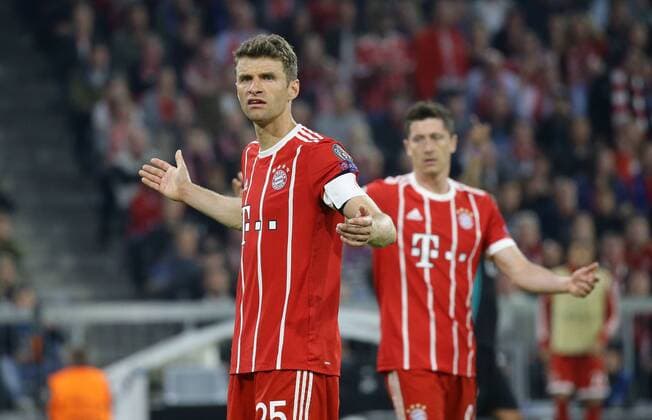 Munich football Champions League semi-final first leg Bayern Munich vs Real Madrid left Thomas Müller Robert Lewandowski Bayern
