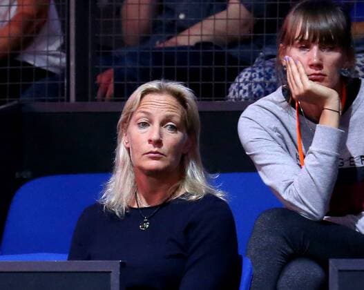 BAU 26 04 2018 Stuttgart Tennis Porsche Tennis Grand Prix Barbara Rittner Head of womens ™ tennis is watching the game of Angelique Kerber