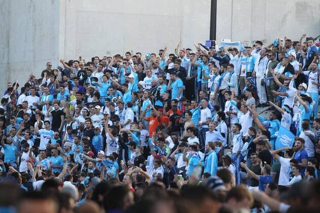 SOCCER - EL, Marseille vs RBS MARSEILLE,FRANCE,26.APR.18 - SOCCER - UEFA Europa League, semifinal, Olympique de Marseille vs Red Bull Salzburg. Image shows fans of Marseille. GEPAxpictures xMathiasxMandl