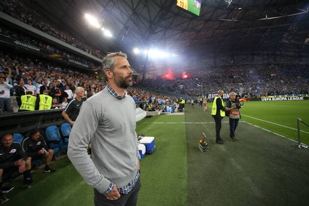 SOCCER - EL, Marseille vs RBS MARSEILLE,FRANCE,26.APR.18 - SOCCER - UEFA Europa League, semifinal, Olympique de Marseille vs Red Bull Salzburg. Image shows head coach Marco Rose (RBS). GEPAxpictures xMathiasxMandl