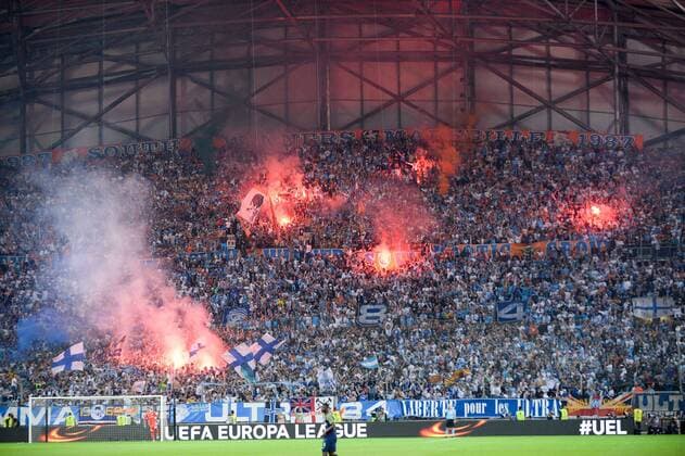 ILLUSTRATION - SUPPORTERS - TRIBUNE - FUMIGENES FOOTBALL : Marseille vs Red Bull Salzburg - Ligue Europa - 26 04 2018 FEP Panoramic 