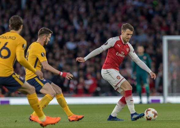 Football - 2017 2018 UEFA Europa League - Semi-Final, First Leg: Arsenal vs. Atletico Madrid Aaron Ramsey (Arsenal FC) at The Emirates. COLORSPORT DANIEL BEARHAM  csp_ars_ama_260418_