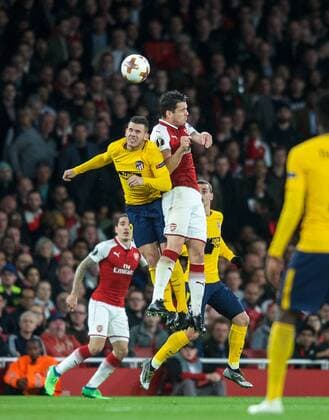 Granit Xhaka of Arsenal during the UEFA Europa League Semi Final 1st leg match between Arsenal and Atletico Madrid at the Emirates Stadium, London, England on 26 April 2018. Copyright: xAndyxAleksiejczukx PMI-1995-0023