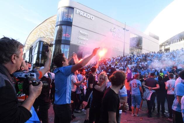ILLUSTRATION - SUPPORTERS - PARVIS - FUMIGENES FOOTBALL : Marseille vs Red Bull Salzburg - Ligue Europa - 26 04 2018 FEP Panoramic 