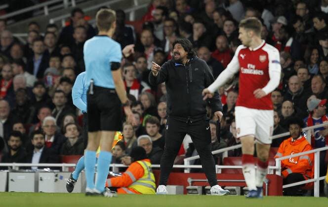 Partido de ida de las semifinales de Europa League disputado entre Arsenal y Atletico. En la imagen, el Mono Burgos. First leg of the Europa League semifinals played between Arsenal and Atletico. In this picture, Mono Burgos. 