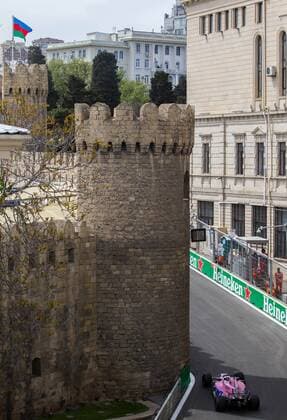 April 27, 2018 - Baku, Azerbaijan - Sergio Perez of Mexico and Sahara Force India driver goes during the free practice session at Pirelli Hungarian Formula 1 Grand Prix on Jul 28, 2017 in Mogyorod, Hungary. Azerbaijan F1 Grand Prix  - ZUMAn230 20180427_zaa_n230_775 Copyright: xRobertxSzaniszlox