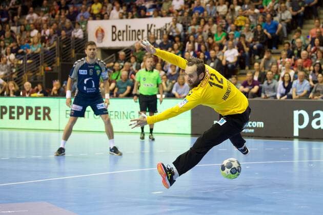 Handball Berlin 28 04 2018 EHF Cup Season 2017 2018 Quarter Finals 2nd leg Füchse Berlin RK Nexe Silvio Heinevetter Füchse Berlin TW No 12