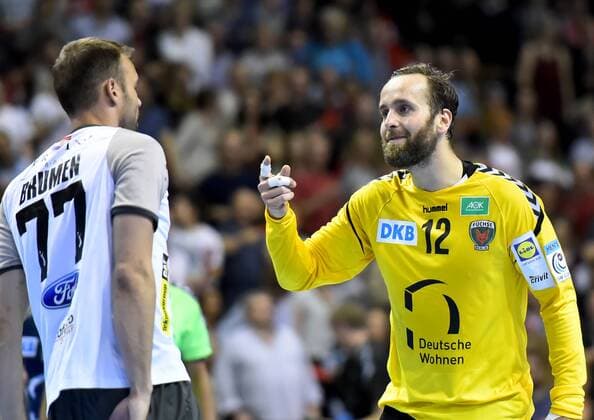 EHF Cup Quarterfinal Füchse Berlin RK Nexe Nasice 28 04 2018 28 04 2018 Max Schmeling Halle EHF Cup Quarterfinal Fuechse Berlin RK Nexe Nasice v lMatjaz Brumen RK Nexe Nasice 77 Silvio Heinevetter Fuechse Berlin 12 xDLx