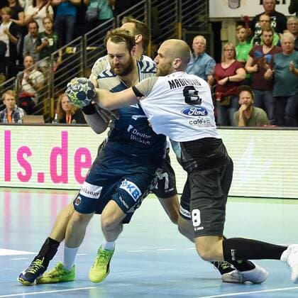 Mens Handball Mens EHF Cup Season 2017 18 Quarter-finals Playoffs Füchse Berlin RK Nexe Steffen Fäth No 23 Füchse Berlin Marko Mrdenovic No 8 RK Nexe 28 04 18 Copyright: xMichaelxHundtx xMatthiasxKochx