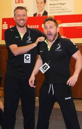 BAU 28 04 2018 Kornwestheim Handball SV Kornwestheim vs VfL Pfullingen v l Frieder Hansen Coach Alexander Schurr Kornwestheim