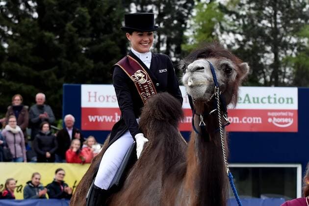 Dressage Horses and Dreams 2018 CDI4 Grand Prix GP Freestyle to Music on 28.04.2018 at Hof Kasselmann in Hagen a T W Kristina Bröring Spree Germany a Kamal at the award ceremony MT