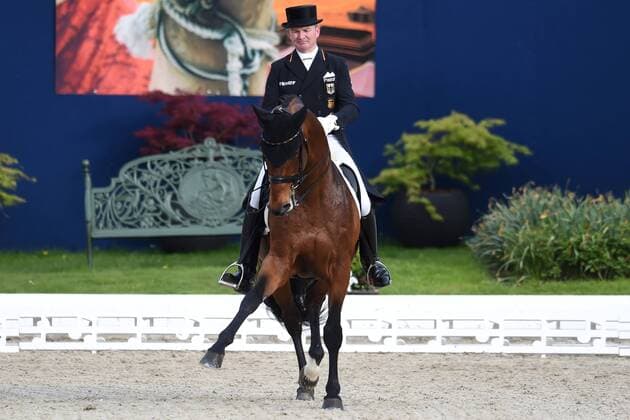 Dressage Horses and Dreams 2018 CDI4 GP FS Grand Prix Freestyle to Music on 28 04 2018 at Hof Kasselmann in Hagen a T W Hubertus Schmidt Germany on horseback Imperio 3 MT