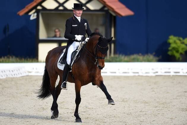 Dressage Horses and Dreams 2018 CDI4 GP FS Grand Prix Freestyle to Music on 28 04 2018 at Hof Kasselmann in Hagen a T W Hubertus Schmidt Germany on horseback Imperio 3 MT