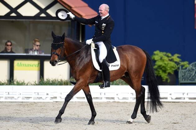 Dressage Horses and Dreams 2018 CDI4 GP FS Grand Prix Freestyle to Music on 28 04 2018 at Hof Kasselmann in Hagen a T W Hubertus Schmidt Germany on horseback Imperio 3 MT