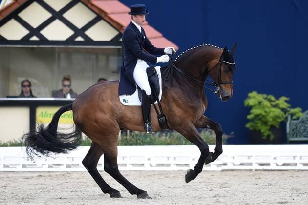 Dressage Horses and Dreams 2018 CDI4 Grand Prix Grand Prix Freestyle to Music on 28.04.208 at Hof Kasselmann in Hagen a T W Jan Dirk Gießelmann Giesselmann Germany on horseback Real Dancer FRH MT