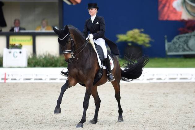 Dressage Horses and Dreams 2018 CDI4 Grand Prix Grand Prix Freestyle to Music on 28.04.208 at Hof Kasselmann in Hagen a T W Jessica von Bredow Werndl Germany on horseback TSF Dalera BB MT