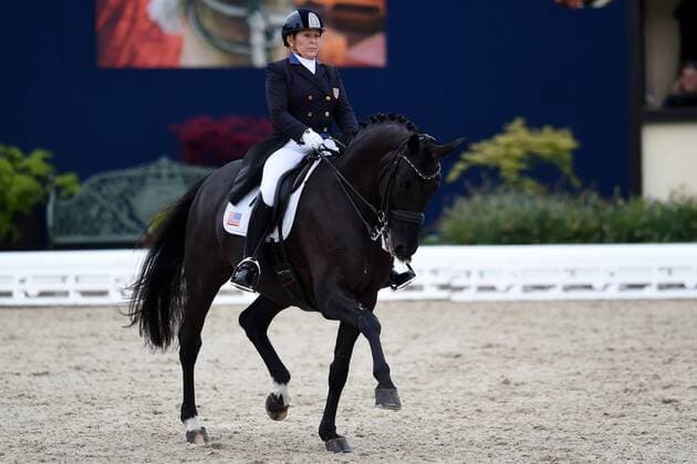 Dressage Horses and Dreams 2018 CDI4 GP FS Grand Prix Freestyle to Music on 28 04 2018 at Hof Kasselmann in Hagen a T W Shelly Francis USA on horseback Danilo MT
