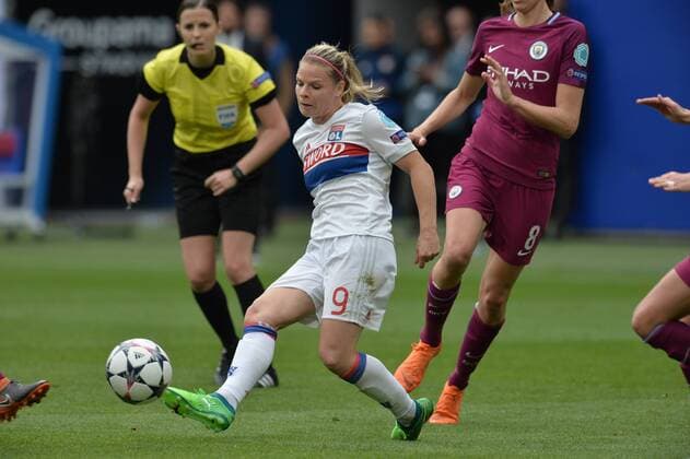 Eugenie Le Sommer (lyon) FOOTBALL : Lyon vs Manchester United ManU - Ligue des champions feminine - 1 2 de finale - 29 04 2018 FredericChambert Panoramic 