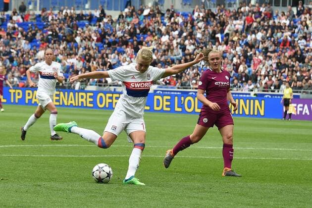 Ada Hegerberg (lyon) FOOTBALL : Lyon vs Manchester United ManU - Ligue des champions feminine - 1 2 de finale - 29 04 2018 FredericChambert Panoramic 