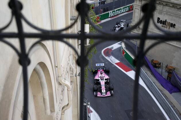Motorsports: World Championship WM Weltmeisterschaft 2018; Grand Prix Azerbaijan, Grand Prix of Europe, Formula 1 2018 Azerbaijan Grand Prix, 11 Sergio Perez (MEX, Sahara Force India F1 Team), Baku Azerbaijan