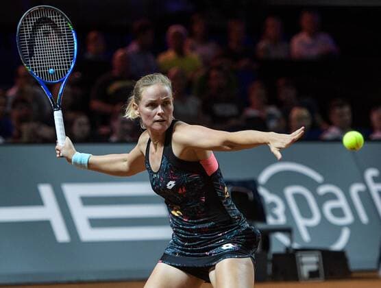 GER Porsche Tennis Grand Prix 2018 29 04 2018 Porsche Arena Grand Prix 2018 Final Double Raquel Atawo USA Anna Lena Grönefeld GER vs Kveta Peschke CZE Nicole Melichar USA in the picture Anna Lena Grönefeld Groenefeld GER nordphotoxHafner nph00200