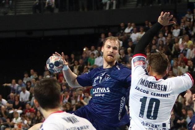 choc Montpellier vs Flensburg HANDBALL : Montpellier vs Flensburg - Ligue des Champions - 29 04 2018 RichardGosselin Panoramic 