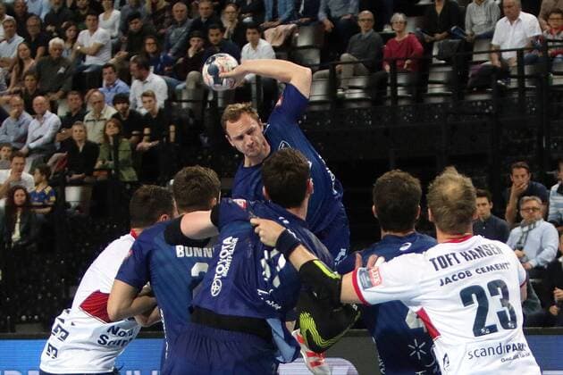 choc Montpellier vs Flensburg HANDBALL : Montpellier vs Flensburg - Ligue des Champions - 29 04 2018 RichardGosselin Panoramic 