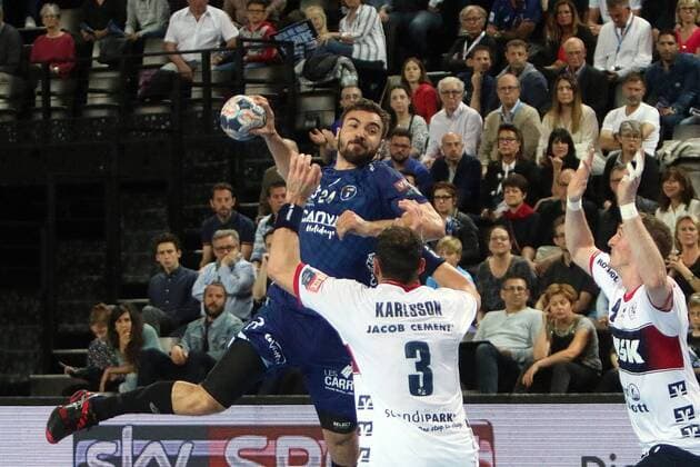 choc Montpellier vs Flensburg HANDBALL : Montpellier vs Flensburg - Ligue des Champions - 29 04 2018 RichardGosselin Panoramic 