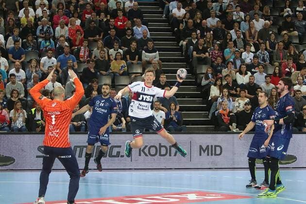 choc Montpellier vs Flensburg HANDBALL : Montpellier vs Flensburg - Ligue des Champions - 29 04 2018 RichardGosselin Panoramic 
