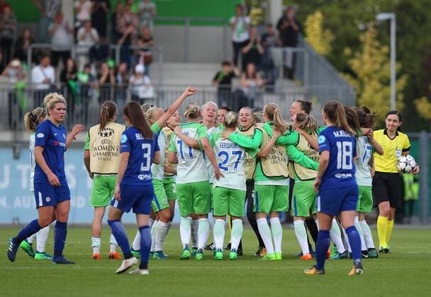 Wolfsburg vs Chelsea CL Women Wolfsburg Germany 29 04 2018 FOOTBALL VfL Wolfsburg vs Chelsea FC Semifinals UEFA Womens Champions League Season 2017 18 Image shows final victory Final Wolfsburg