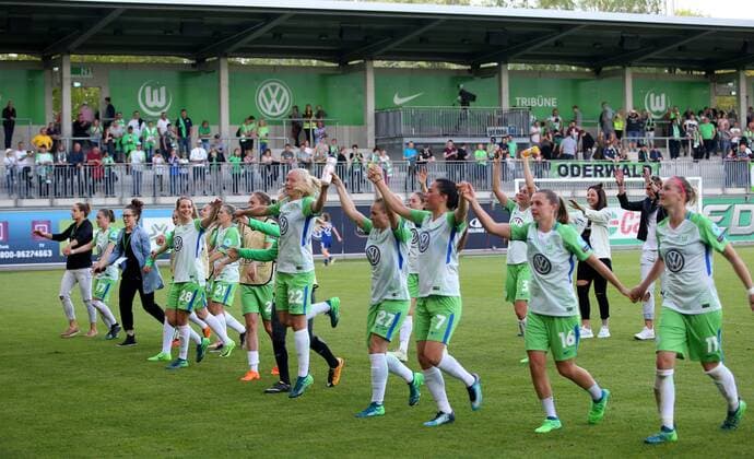 Wolfsburg vs Chelsea CL Women Wolfsburg Germany 29 04 2018 FOOTBALL VfL Wolfsburg vs Chelsea FC Semifinals UEFA Womens Champions League Season 2017 18 Image shows final victory Final Wolfsburg