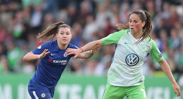 Ramona Bachmann Chelsea LFC Sara Bjoerk Gunnarsdottir VfL Wolfsburg