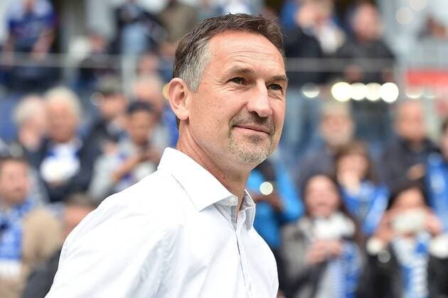 Soccer 2 Bundesliga 32 Matchday MSV Duisburg Jahn Regensburg on 29 04 2018 in the Schauinsland Travel Arena in Duisburg Achim Beierlorzer Coach Regensburg xRx