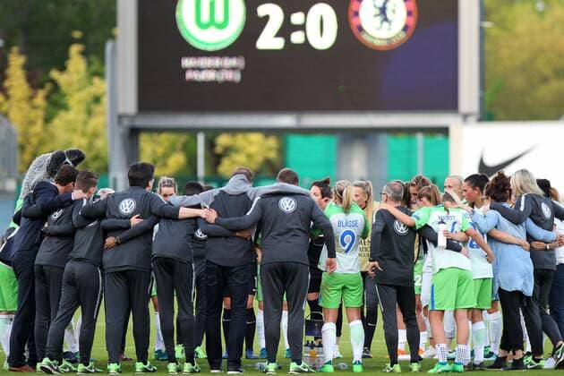 Wolfsburg vs Chelsea CL Women Wolfsburg Germany 29 04 2018 FOOTBALL VfL Wolfsburg vs Chelsea FC Semifinals UEFA Womens Champions League Season 2017 18 Image shows final victory Final Wolfsburg