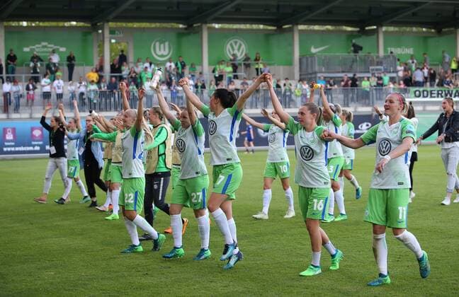 Wolfsburg vs Chelsea CL Women Wolfsburg Germany 29 04 2018 FOOTBALL VfL Wolfsburg vs Chelsea FC Semifinals UEFA Womens Champions League Season 2017 18 Image shows final victory Final Wolfsburg