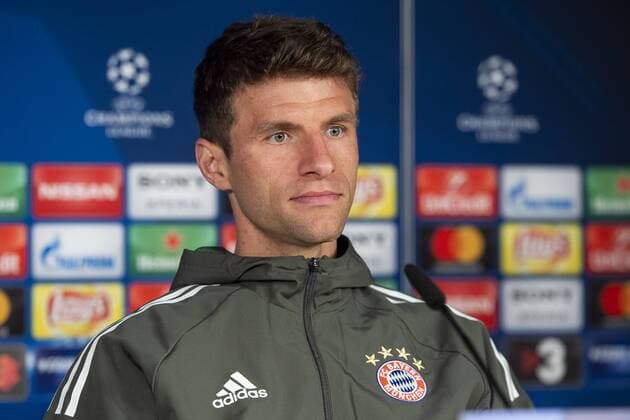 Bayern Múnich Thomas Muller during press conference PK Pressekonferenz day before UEFA Champions League semi finals match between Real Madrid and Bayern Múnich at Santiago Bernabeu Stadium in Madrid, Spain. April 30, 2018.  (20180430002)