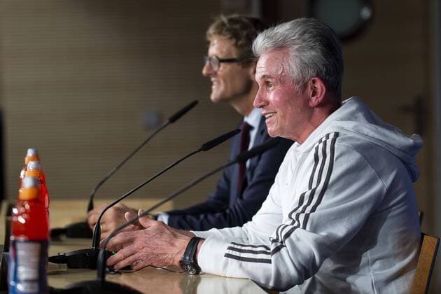 Bayern Múnich coach Jupp Heynckes during press conference PK Pressekonferenz day before UEFA Champions League semi finals match between Real Madrid and Bayern Múnich at Santiago Bernabeu Stadium in Madrid, Spain. April 30, 2018.  (20180430045)