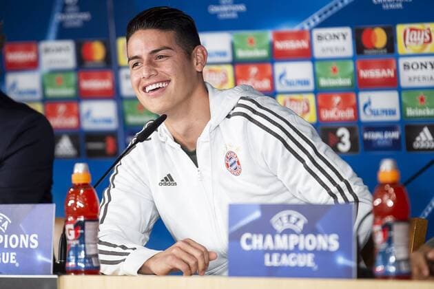 Bayern Múnich James Rodriguez during press conference PK Pressekonferenz day before UEFA Champions League semi finals match between Real Madrid and Bayern Múnich at Santiago Bernabeu Stadium in Madrid, Spain. April 30, 2018.  (20180430022)